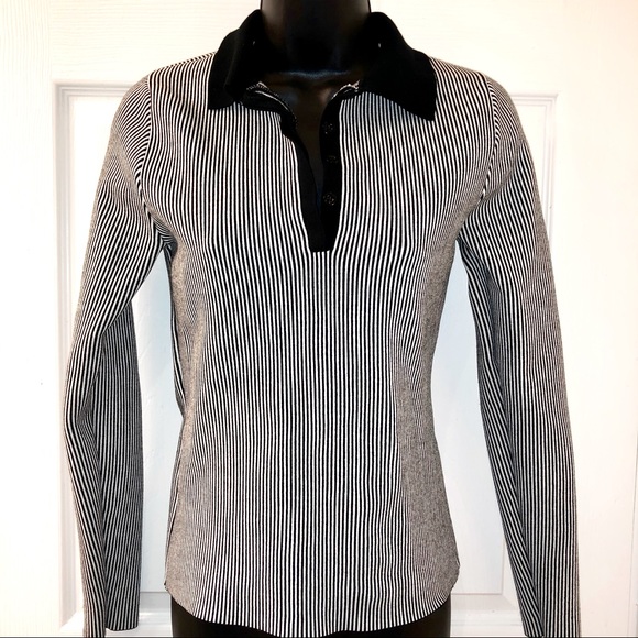 Striped Bandage Collared Top - Picture 2 of 12